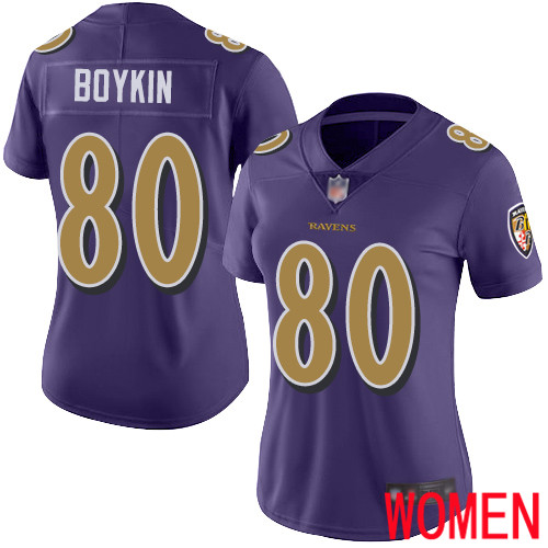 Baltimore Ravens Limited Purple Women Miles Boykin Jersey NFL Football 80 Rush Vapor Untouchable
